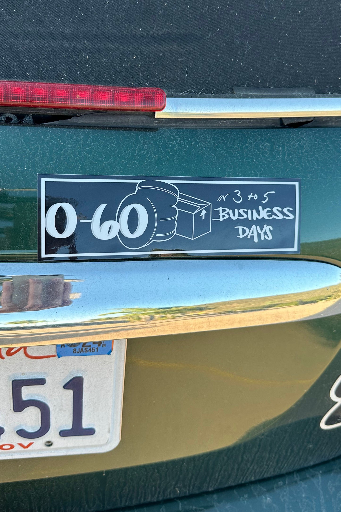 "0-60 in 3-5 Business Days" Bumper Sticker Kinda Fast