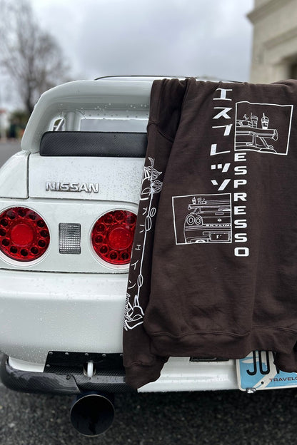 Kinda Fast Cars and Coffee Hoodie Ft. Nissan R34 GTR (Skyline)